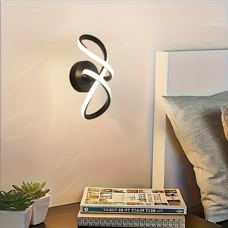 Linterna de pared moderna, fuente de luz LED tricolor en espiral de 18 vatios, 3000-6500K, lámpara de arte para interior, pasillo, galería, dormitorio o sala de estar