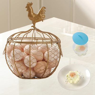 Cesta para huevos de gran capacidad, ideal para almacenar aproximadamente 30 huevos y patos en la cocina. Cuenta con malla metálica, asa para transportar y es fácil de limpiar. Perfecta para granjas y cocinas.