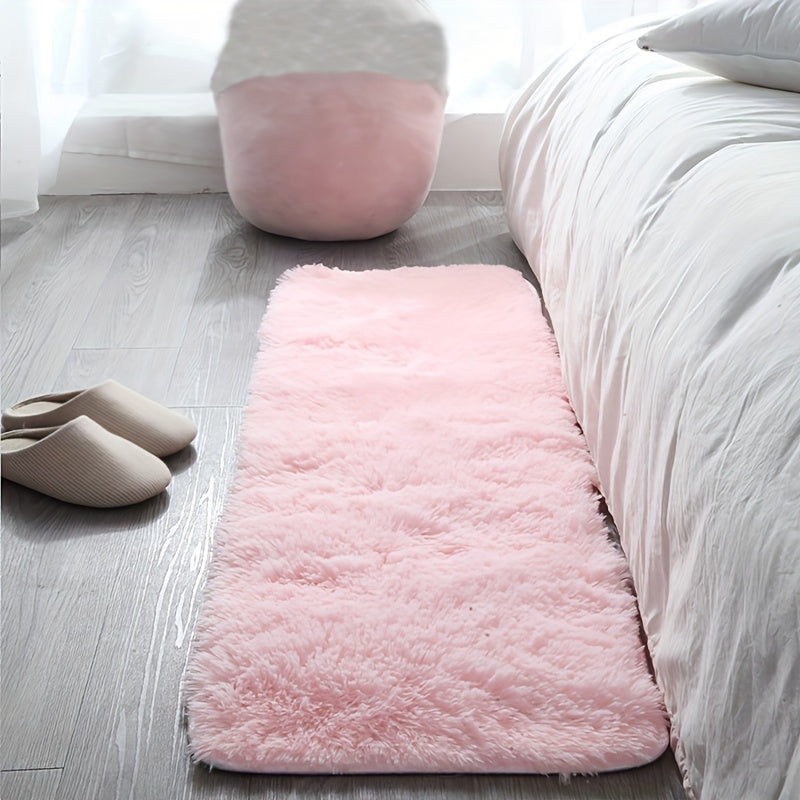 Alfombra rectangular de poliéster suave y gruesa, color sólido, para interiores - Ideal para oficina o dormitorio, decoración navideña, no desprende pelusa, solo limpieza en seco, esponjosa y cálida, esencial para el hogar