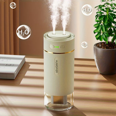 1 ud. Humidificador Portátil Pequeño para Dormitorio - [Doble Boquilla de Niebla Fría Grande] [Iluminación Ambiental] [Encendido/Apagado Inteligente en el Coche] Tecnología de Onda Sonora Mini Humidificadores Personales de Escritorio para Viaje Oficina,
