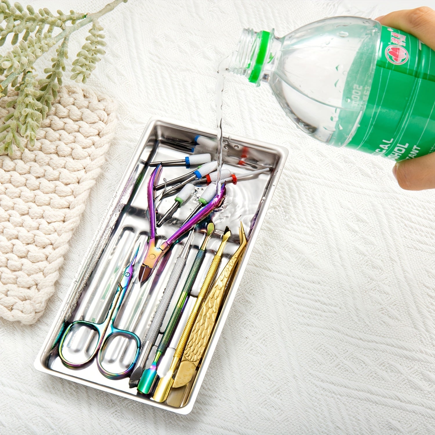1 plato de desinfección de acero inoxidable para herramientas de arte de uñas - Acero inoxidable 304, desinfección rápida de 5 minutos, duradero y resistente, ideal para herramientas de manicura, accesorios de arte de uñas, almacenamiento de escritorio e