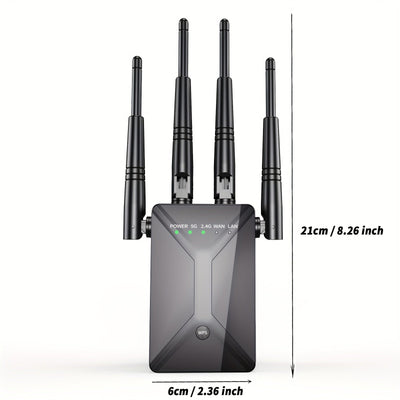 Amplificador De Señal Extensor WiFi, Cubre Hasta 13225 Pies Cuadrados Y 130 Dispositivos, Banda Dual 2.4G Y 5G, Potente Amplificador WiFi De Pared De 1200 Mbps, Con Puerto Ethernet Y Modo AP