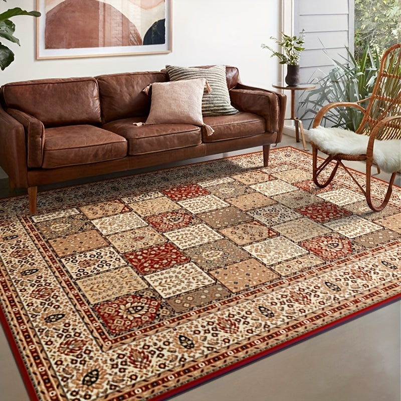 Alfombra de Estilo Étnico Persa Retro para Interior, con Diseño Antiguo y Desgastado, Plegable y Ligera para Cocina, Sala de Estar, Dormitorio y Comedor al Estilo Europeo