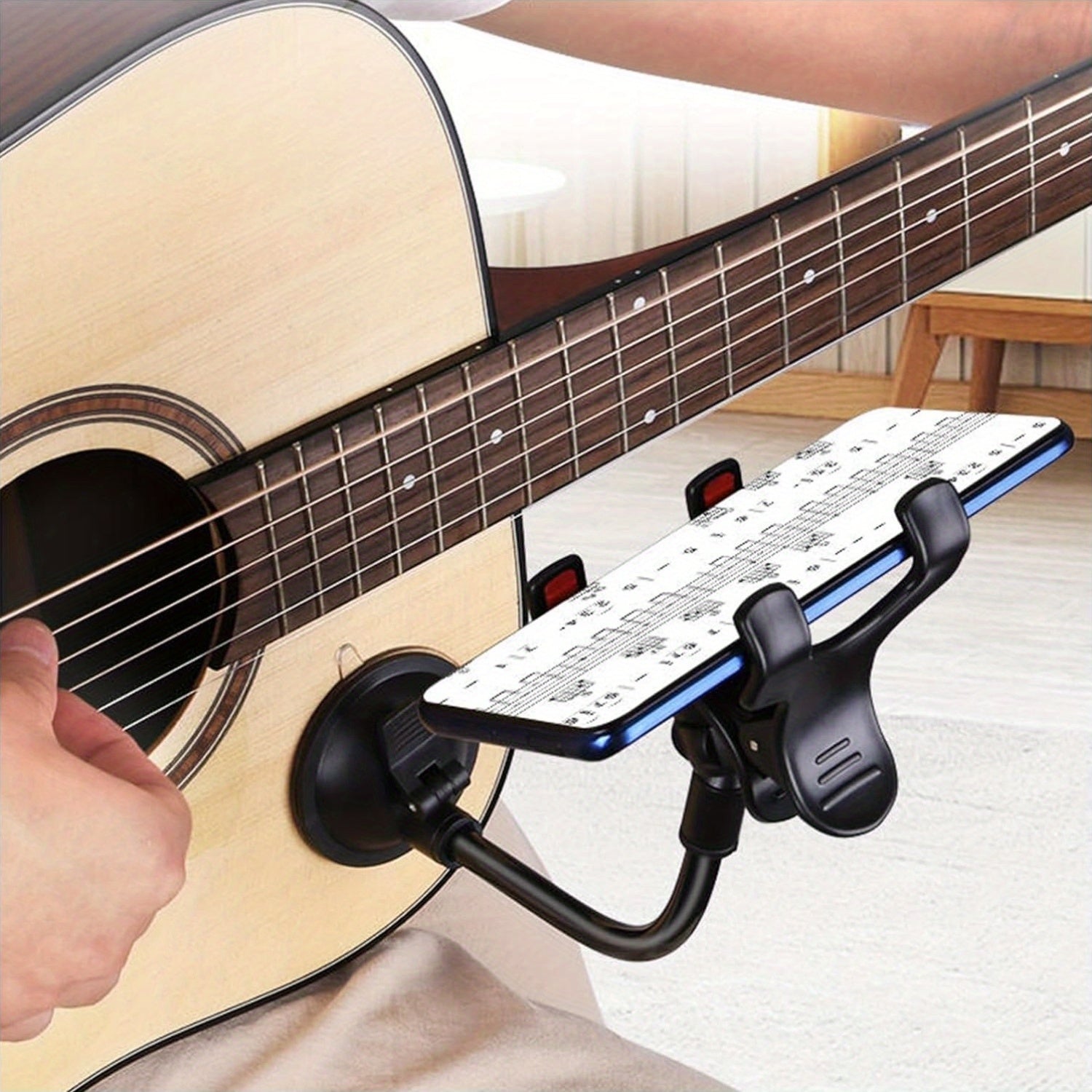 1pc Soporte Giratorio 360° para Guitarra con Base de Ventosa Fuerte - ABS , Ideal para Actuaciones en Vivo y Grabación de Videos, Práctica Musical y Uso en Escritorio, Accesorio Moderno | Montaje Seguro con Succión