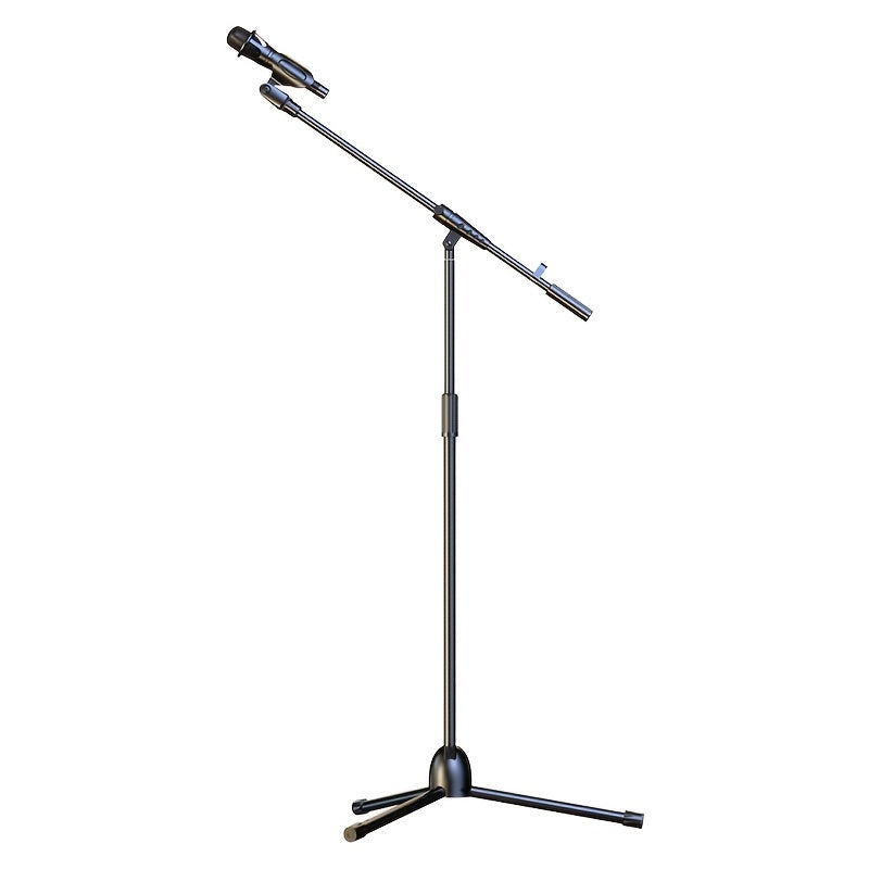 Soporte de micrófono ajustable profesional con sujeción de pinza - Soporte trípode de hierro duradero para transmisión en vivo, grabación, canto, actuaciones en escena - Uso interior/exterior, pies de goma antideslizantes, portátil y resistente, equipo d
