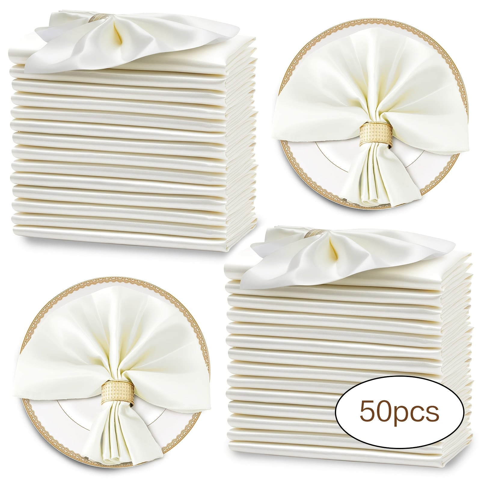 Servilletas de satén con borde bloqueado en color D, manteles cuadrados de poliéster de 30*30 cm (11.8*11.8 pulgadas), 50 piezas, servilleteros de seda satinada para mesa plegada de flores de hotel, decoración de fiesta y boda