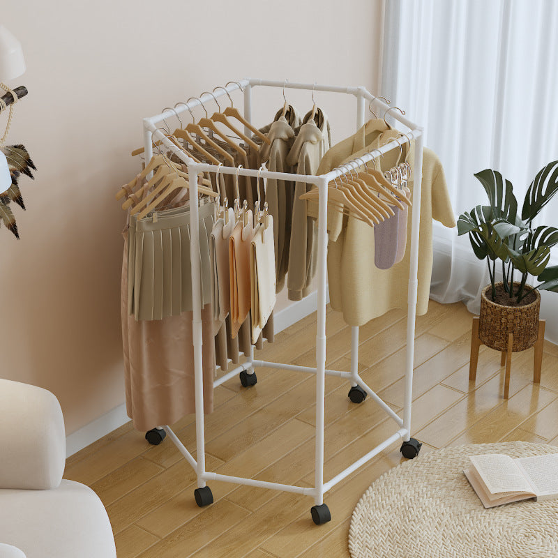 Perchero hexagonal ahorrador de espacio - soporte metálico resistente para ropa con múltiples barras, ideal para dormitorios, residencias y balcones, organizador elegante de armario con estructura en metal