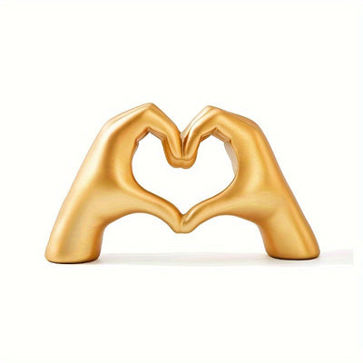 [Corazón de Resina Escultura de Dedo] Escultura de Dedo en Forma de Corazón de Resina - Estatua de Gesto de Amor Encantador para Decoración del Hogar y Oficina - Perfecto para Estantes, Mesas de Café y Libreros