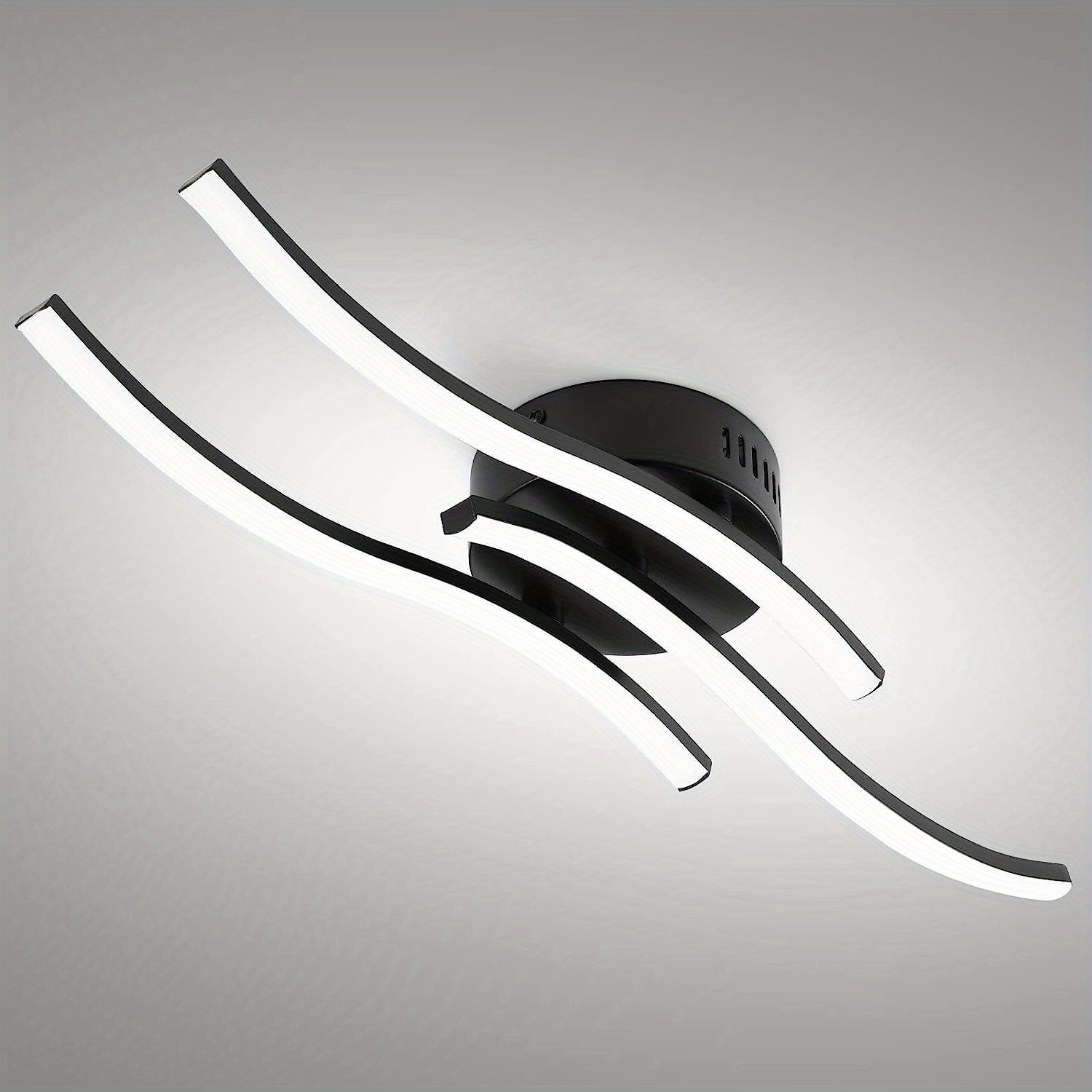 1 pieza de Luz de Techo LED Moderna HIMGOR con Diseño Curvo Elegante, Paneles LED Incorporados 3-en-1 (3000K/4000K/6000 CCT), Acabado Metálico Elegante, Regulable, Interruptor de Pared Incluido para Dormitorio, Sala de Estar o Comedor