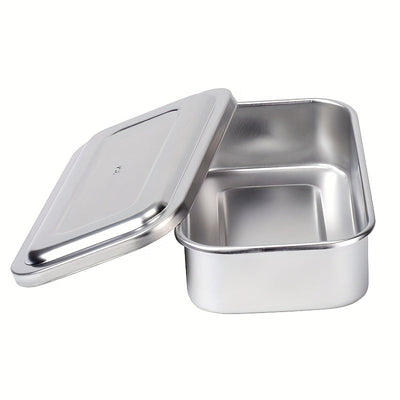 Bandeja de desinfección de acero inoxidable gruesa con tapa y mango, caja cuadrada para desinfectar herramientas de manicura