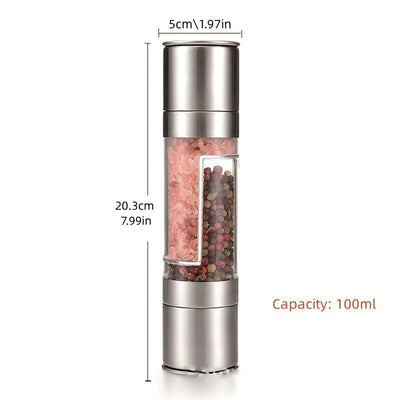 Molinillo de pimienta de doble cabezal, salero con múltiples cabezas, molinillo de condimentos para cocina de restaurante manual, sin suministro eléctrico ni batería, estante de especias de escritorio - Accesorios de cocina para vehículos recreativos