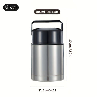 Un juego de loncheras, caja grande, taza termo, botella al vacío de acero inoxidable, contenedor portátil para comida y sopa de acero inoxidable, adecuado para el regreso a clases, útiles escolares y aula, suministros de cocina