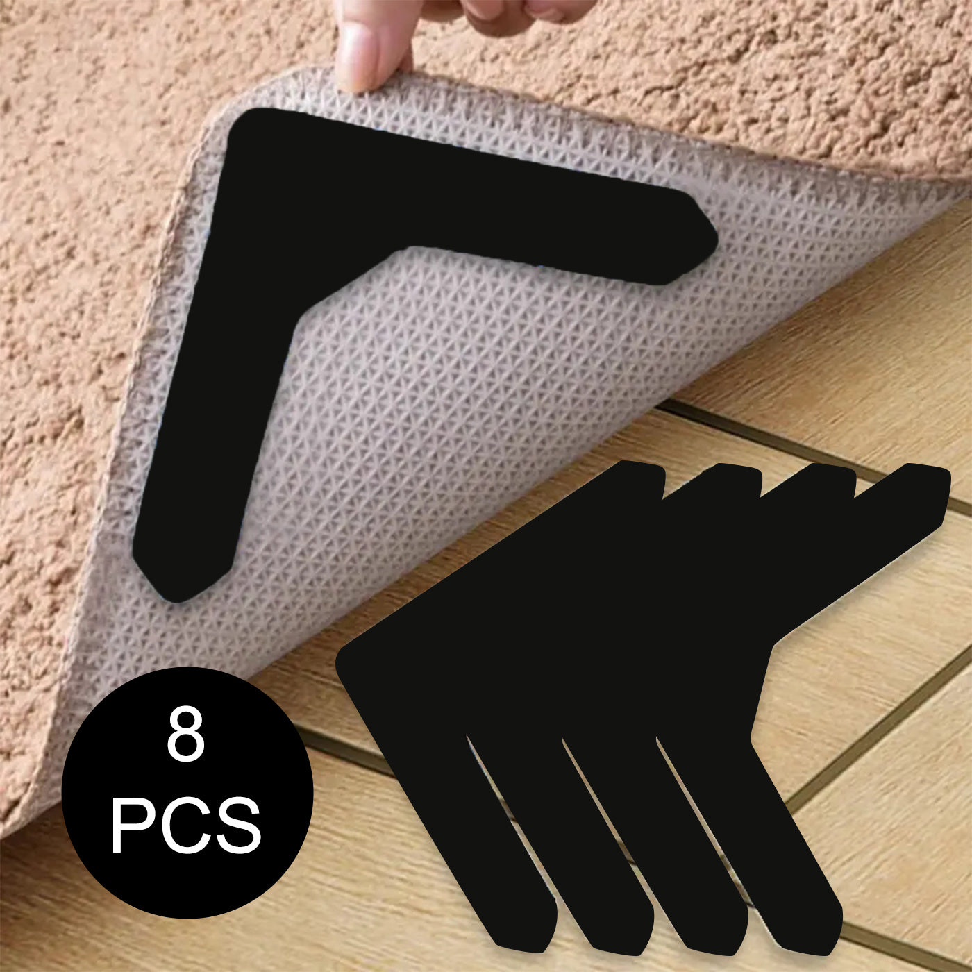 Pegatinas para Alfombras de Alta Calidad Antideslizantes y Anti-taladro Adecuadas para Salón, Comedor y Baño, Evitan que las Alfombras se Muevan y se Enrollen los Bordes