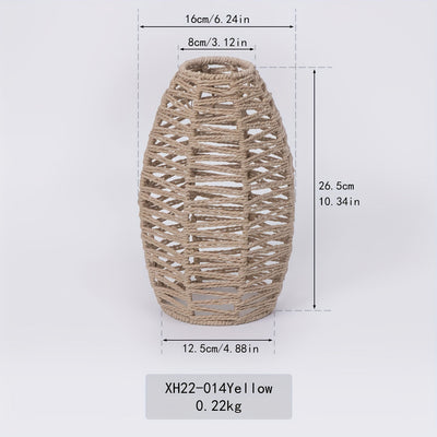 Pantalla colgante moderna tejida a mano con cuerda de papel - Lámpara de techo semirecargable elegante para decoración de hogar, restaurante u hotel, sin conexión eléctrica necesaria, control de luz sin batería