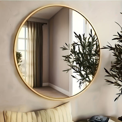 1 espejo de tocador nórdico redondo para pared, alta definición para una reflexión clara, instalación sin taladro para dormitorio y baño, decoración práctica y estética para el hogar, espejo de maquillaje.