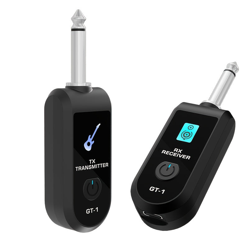 Sistema de captación de guitarra inalámbrico con enchufe de 6,35 mm, batería de litio recargable incorporada, transmisor y receptor inalámbricos para guitarra, violín, teclado, preamplificador y instrumentos electrónicos.