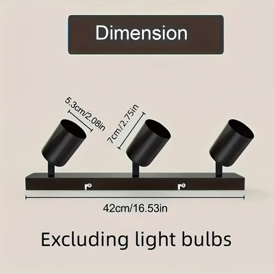 Aplique de pared industrial moderno en metal negro - Lámpara de techo con estilo vintage para sala, recámara, cocina, pasillo, escaleras, hotel, restaurante - Sin foco incluido, iluminación para interiores | Acabado metálico elegante | Sin focos incluido