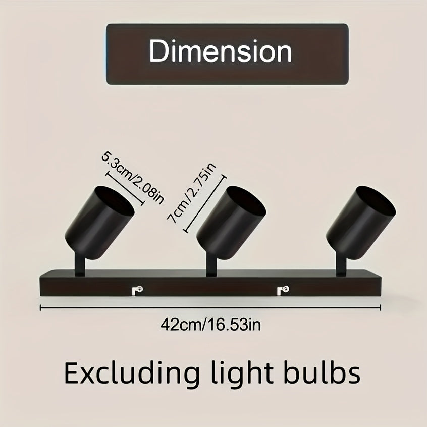 Aplique de pared industrial moderno en metal negro - Lámpara de techo con estilo vintage para sala, recámara, cocina, pasillo, escaleras, hotel, restaurante - Sin foco incluido, iluminación para interiores | Acabado metálico elegante | Sin focos incluido
