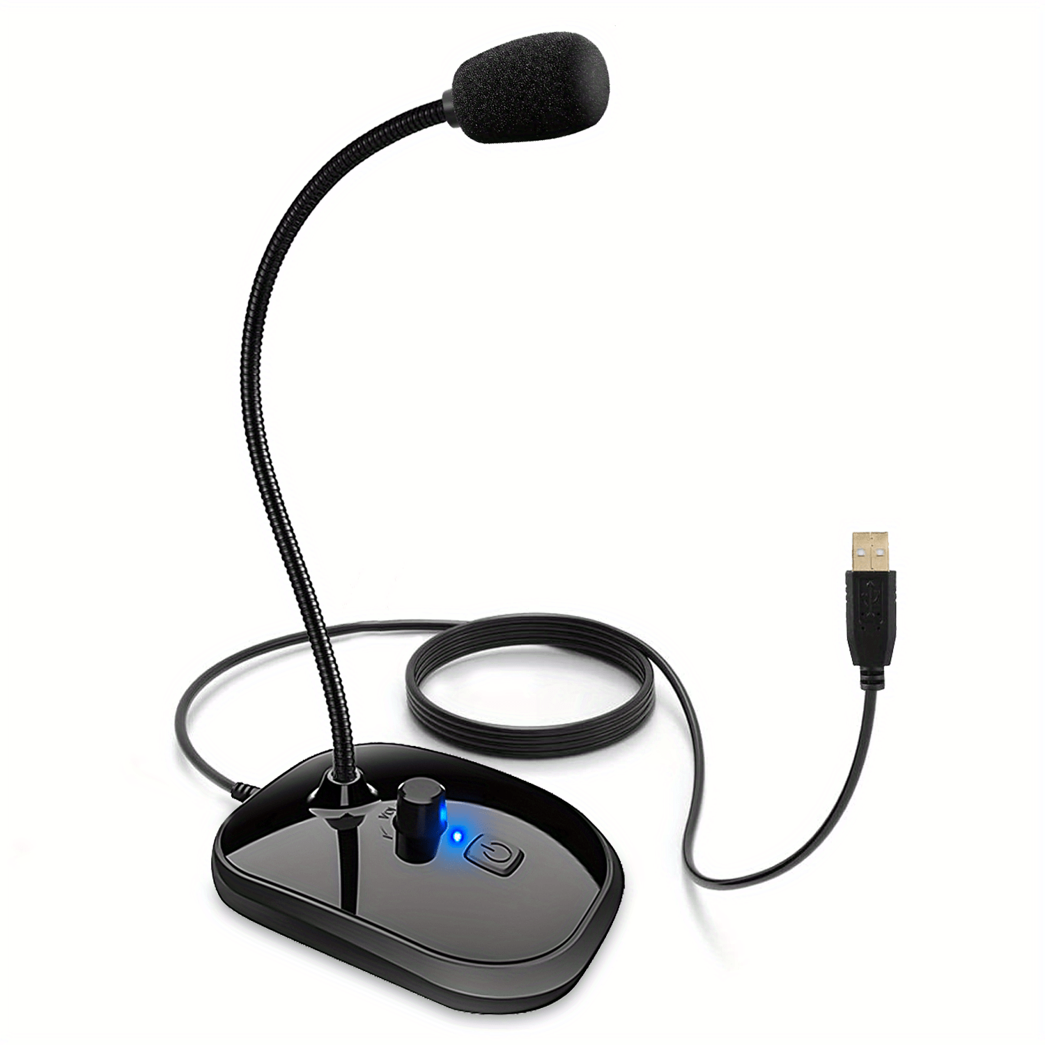 Micrófono USB para computadora, micrófono de PC con botón giratorio para ajuste de volumen y botón de silencio, micrófono omnidireccional Plug and Play para computadora, portátil, escritorio y portátil.