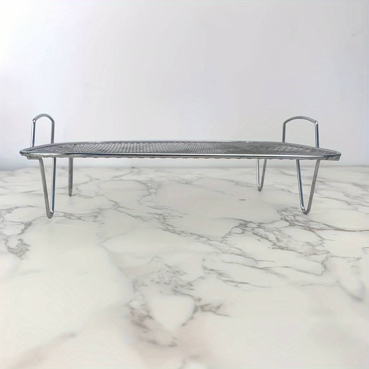 1pc Estantería de acero inoxidable para freidora de aire, soporte de deshidratador cuadrado para freidora de aire, horno y olla a presión, accesorio para hornear