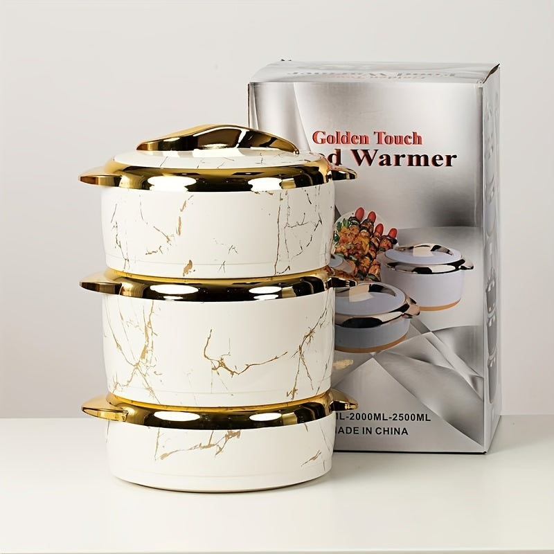 Juego de 3 Piezas de Loncheras Aisladas de Acero Inoxidable Navideñas - Estilo Británico y Americano, Recipientes para Alimentos con Capacidad de 1.6QT, 2.1QT, 2.6QT - Regalo Perfecto para Fiestas, Bento Box, Ideal para la Escuela
