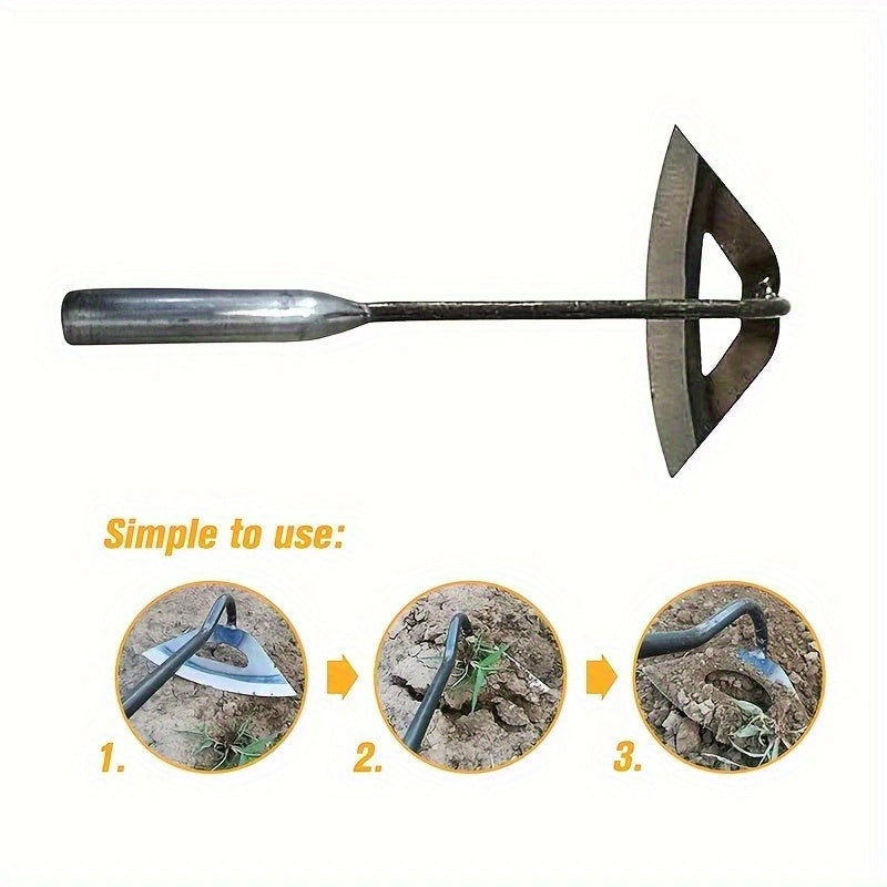Azada Hueca de Acero Premium Templado - Rastrillo Manual Resistente al Óxido con Mango Ergonómico para Eliminación Eficiente de Malezas en Huertos y Macizos, Herramienta de Jardinería Duradera para el Hogar, Diseño Robusto y Agarradero Cómodo