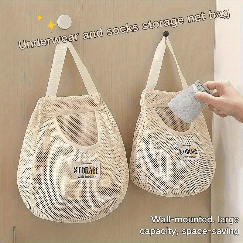 Bolsa de almacenamiento colgante de lona estilo japonés para calcetines y ropa interior - Organizador de dormitorio montado en la pared, sin taladro, solución multifuncional que ahorra espacio para diferentes tipos de habitaciones, artículos esenciales d
