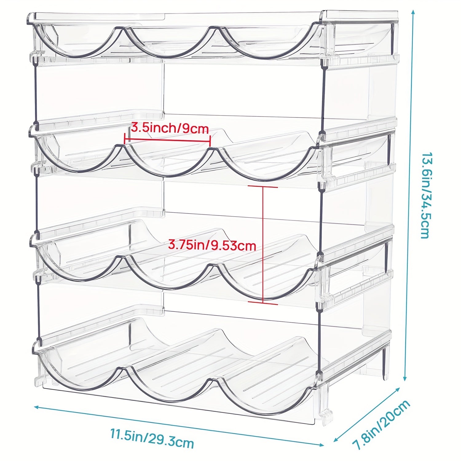 Organizador de Botellas y Vinos Apilables Transparente en Paquetes de 2/3/4 - Almacenamiento Duradero y Ahorrador de Espacio para Armarios de Cocina, Estantes, Encimeras - Sostiene Múltiples Botellas, Vasos, Tarros (Montaje Fácil)