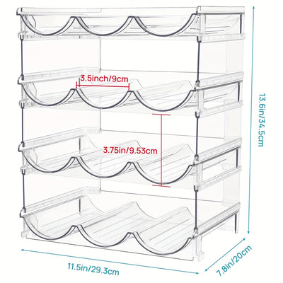 Organizador de Botellas y Vinos Apilables Transparente en Paquetes de 2/3/4 - Almacenamiento Duradero y Ahorrador de Espacio para Armarios de Cocina, Estantes, Encimeras - Sostiene Múltiples Botellas, Vasos, Tarros (Montaje Fácil)