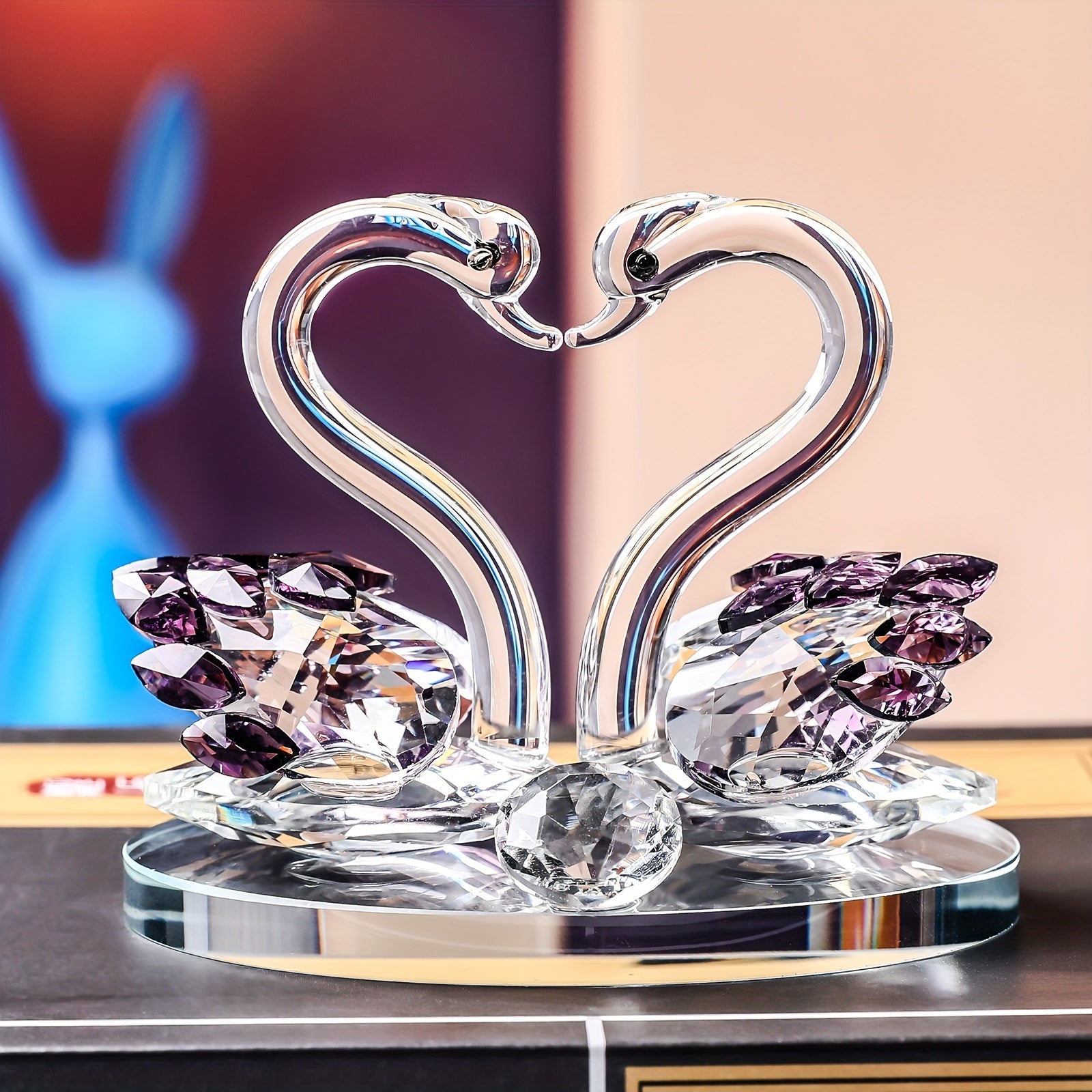 Elegante Figura de Cisne de Cristal para Parejas - Regalo Perfecto para Navidad, Acción de Gracias, Día de San Valentín, Día del Padre y Día de la Madre - Decoración Versátil para Interiores en Cualquier Tipo de Habitación