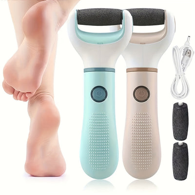 Extracción de callos eléctrica HB con 2 cabezales de rodillo - Recargable por USB, batería de litio, perfecta para pies secos y claros, pies rígidos y quebrados, eliminador de pies eléctrico portátil, cuidado de pies, diseño elegante, agarre texturizado,