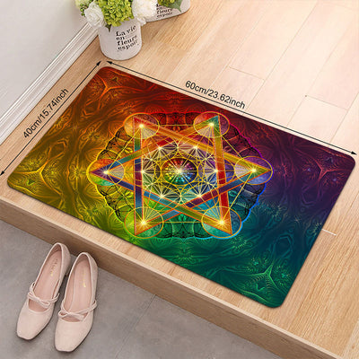 1pc Celestial Energy Stars Welcome Floor Mat, No Resbaloso Poliéster, Ligero Rectángulo Alfombra para Interior/Exterior, Perfecto para Sala de Estar, Dormitorio, Decoración de Cocina, Ideal para Día de San Valentín, Pascua, Acción de Gracias, Día de San