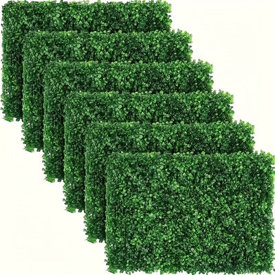 6-Pack Paneles de Césped Artificial Evergreen - Valla de Privacidad Resistente y Fondo para Bodas, Pantallas Verdes Extra Grandes 15.75x23.62 Pulgadas (40x60 cm), Sin Necesidad de Cableado, Instalación Fácil con Tiras Adhesivas, Paneles Plásticos Imperme