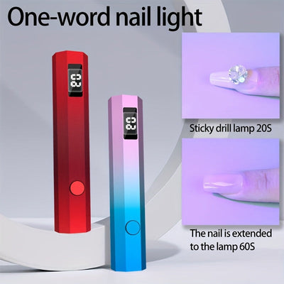 Secador de Uñas LED Portátil - Curado Rápido, Recargable, Pantalla Digital, Accesorio para Taladro Pegajoso, Diseño Ergonómico para Hogar y Salón, Carga USB, Opciones en Blanco y Dorado