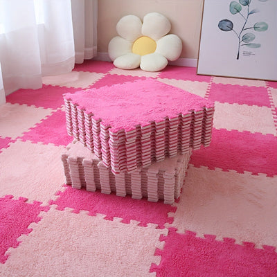 1 Juego De 24 Piezas, Alfombra De Gamuza, Alfombra De Dormitorio, Tapete De Juego, Tapete De Aislamiento Acústico Y Absorción De Impactos, Alfombra De Rompecabezas, Alfombra Interior, Tapete Cuadrado Simple, Decoración Del Hogar Y La Habitación