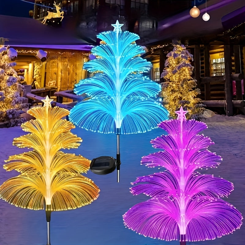 1 lámpara solar de medusas, luces LED de 7 colores cambiantes, a prueba de polvo, lámpara decorativa con energía solar para jardín y caminería, regalo decorativo para Navidad, Año Nuevo y celebraciones