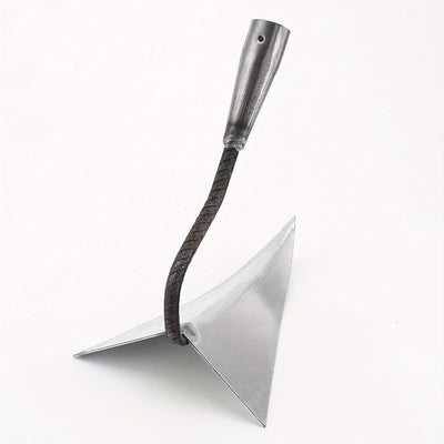 1 azada de jardín en forma de V resistente con hoja triangular afilada - arado manual de metal duradero para cavar, desmalezar y suelvar - ideal para la jardinería del patio trasero y plantación - no requiere electricidad