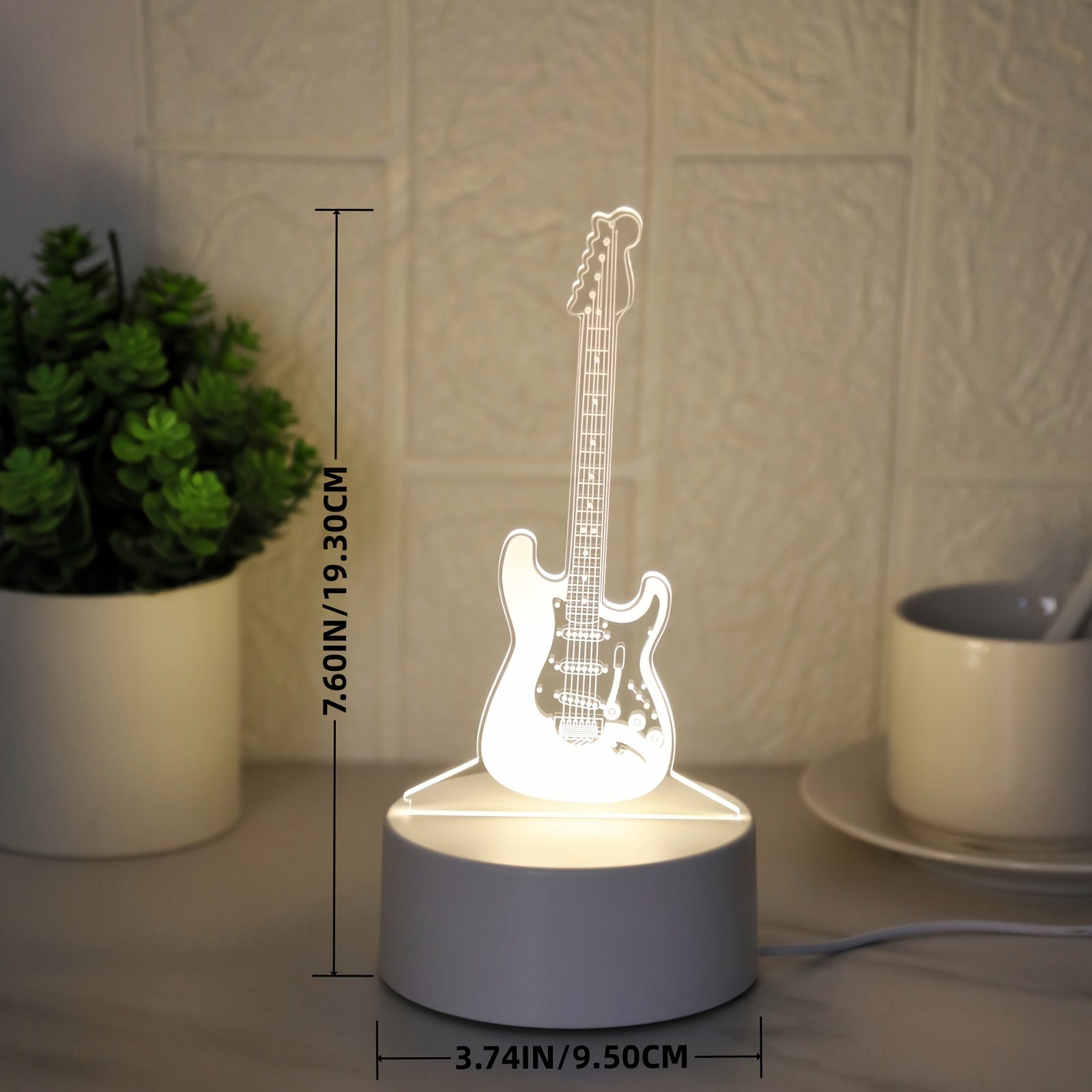 1pc Luz Nocturna 3D de Guitarra, Luz Cálida de Color Único con Enchufe USB, Luz Creativa para Escritorio, Luz de Ambiente para Dormitorio, Luz de Decoración para Habitación, Luz Nocturna de Novedad, Luz Nocturna de Mesita de Noche, Luz de Regalo para Ama