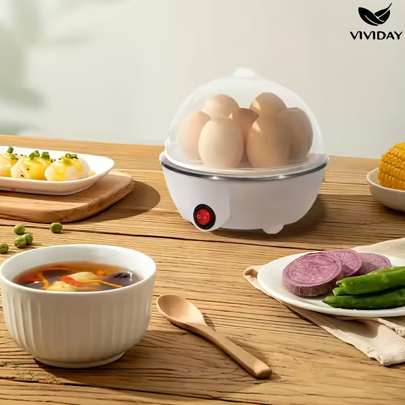 Cocedor automático de huevos de 1 pieza con función de apagado automático, hervidor de huevos multifuncional, acero inoxidable apto para alimentos, enchufe estadounidense de 110V-10V, material PP, sin necesidad de pilas, utensilio esencial en la cocina p