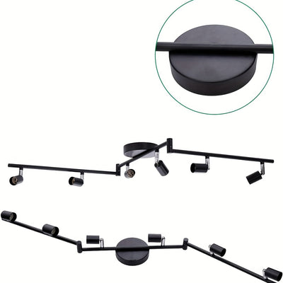 Kit de iluminación de pista LED de 6 luces, reflector de techo negro de 6 vías, soporte de lámpara giratorio flexible, luz de pista no incluye bombillas, las bombillas deben ser compradas por el usuario