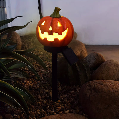 Luces de calabaza de LED alimentadas por energía solar - Eficiencia energética, control de interruptor, abrazadera no extraíble, pantalla de lámpara de resina, batería de níquel de 600 mAh, perfectas para decorar jardines y patios de Halloween, decoracio