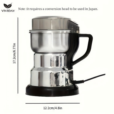 VIVIDAY Molinillo de café eléctrico - Ligero y portátil, operación de un solo botón, acero inoxidable, molienda rápida y fina para café, especias y granos, esencial para la cocina en casa, molinillo de café | electrodoméstico de cocina moderno | construc