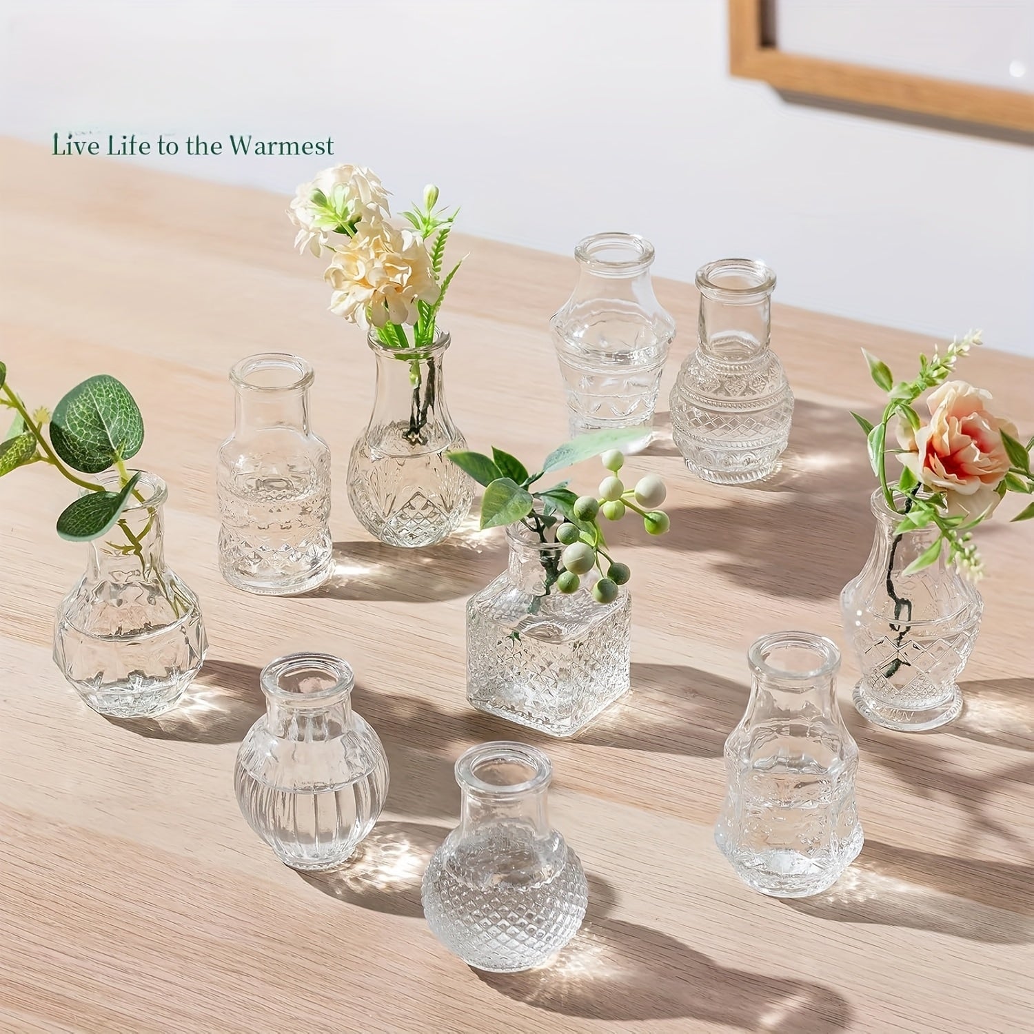 10 Piezas de Jarrones Vintage Transparentes, Ideales para Bodas, Salones, Cocinas, Mesas de Comedor, Cenas Románticas y Más