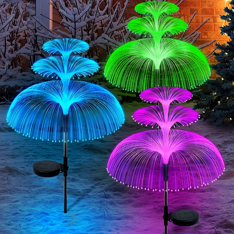 1 lámpara solar de medusas, luces LED de 7 colores cambiantes, a prueba de polvo, lámpara decorativa con energía solar para jardín y caminería, regalo decorativo para Navidad, Año Nuevo y celebraciones