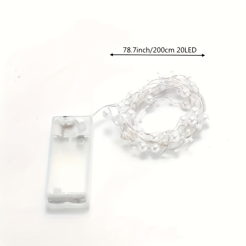 1 cadena de luces LED en forma de perla, adecuada para iluminación de escenario, dormitorios, bodas, decoraciones navideñas y festivas, alimentada por batería (sin incluir baterías, 199.95 cm/200.0 cm, 20 LEDs)