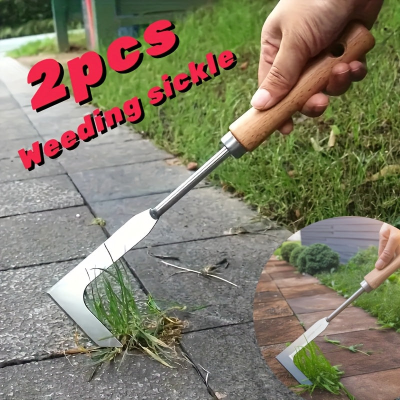 2 piezas de cuchilla de corte manual para malezas - Herramienta de grúa de metal de alta resistencia para la eliminación de césped y malezas, adecuada para la eliminación de malezas en aceras y jardines, mango ergonómico, no requiere electricidad/batería