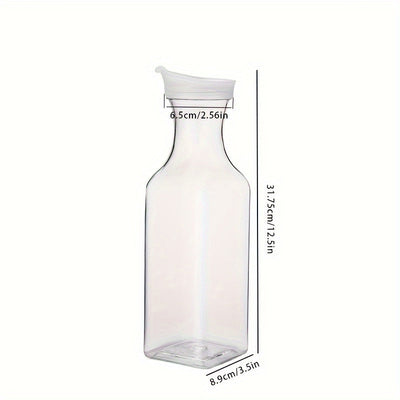 Botella plástica transparente cuadrada con tapa abatible de 1.5L, ideal para jugo, bebidas, leche, café y agua fría, perfecta para cocina y comedor, contenedor de bebidas libre de BPA