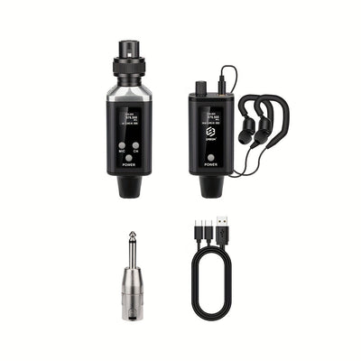 Sistema de monitoreo inalámbrico LMBGM con auriculares recargables por USB, rango de recepción de 3,0 metros, respuesta de frecuencia de 3,0 Hz a 20 kHz, diseño compacto para escenario, estudio, iglesia, karaoke y uso de actuación, auriculares inalámbric