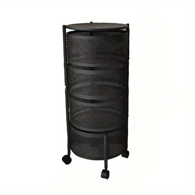 Carrito organizador de almacenamiento móvil giratorio de 3 niveles, carro de servicio de metal de malla con ruedas, estante independiente multiusos para cocina, baño, frutas, verduras, bocadillos - No requiere ensamblaje