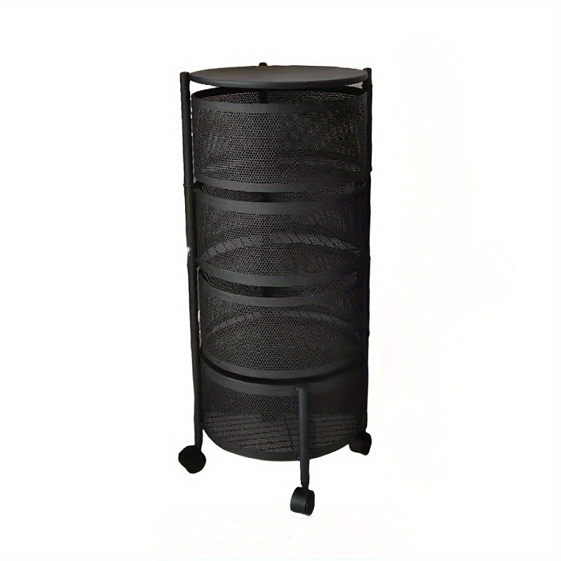 Carrito organizador de almacenamiento móvil giratorio de 3 niveles, carro de servicio de metal de malla con ruedas, estante independiente multiusos para cocina, baño, frutas, verduras, bocadillos - No requiere ensamblaje